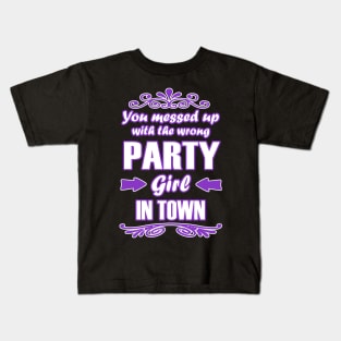 Party booze gift, girl, celebration evening. Kids T-Shirt